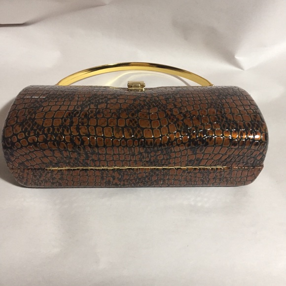 NWOT rubberized python embossed leather CLUTCH - Picture 6 of 8